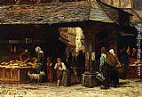 A Market Scene In Frankfurt by Philippe Lodowyck Jacob Sadee